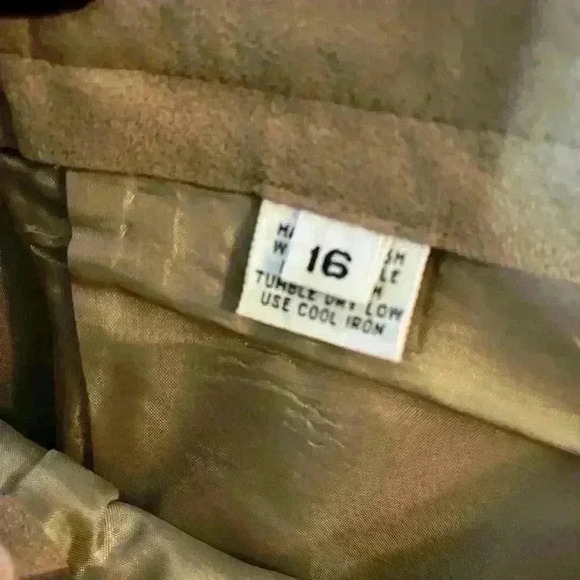 Vintage Ultra Suede Skirt Womens 16 Tan‎ Zip Pleats Midi Corpcore Classic - Picture 5 of 11